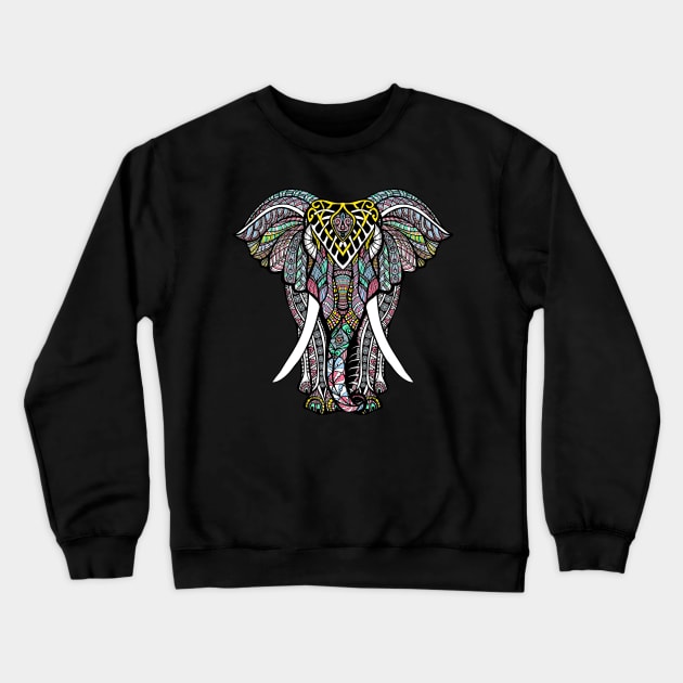 Ornate Elephant Mandala Indian Crewneck Sweatshirt by  El-Aal